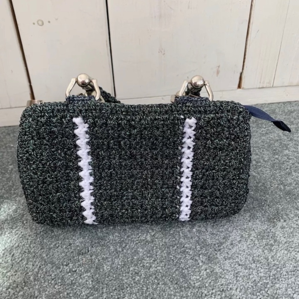 Unique Quirky Handbag Crochet Macrame' Boho Green Double Handles